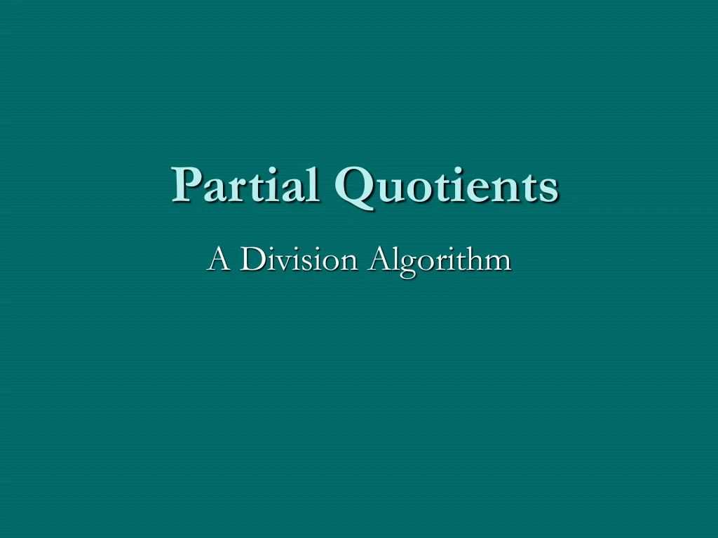 partial quotients