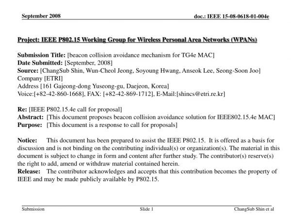 Project:  IEEE P802.15 Working Group for Wireless Personal Area Networks (WPANs)