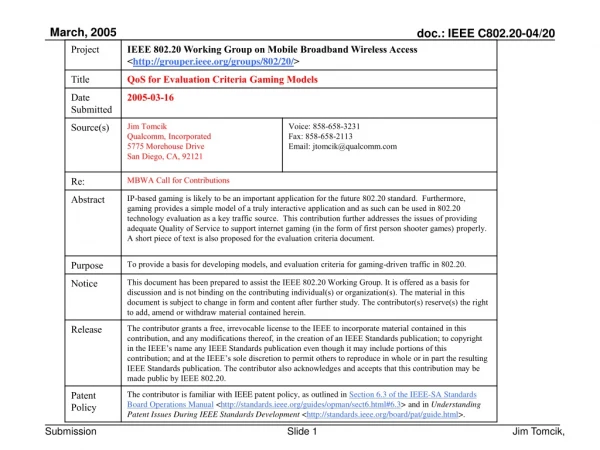 QoS for Evaluation Criteria Gaming Models