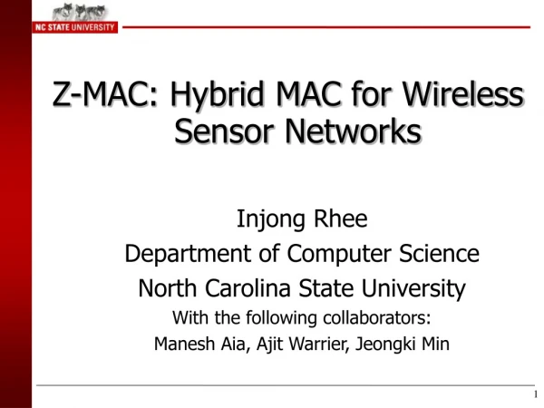Z-MAC: Hybrid MAC for Wireless Sensor Networks