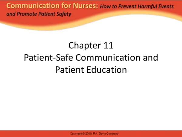 Chapter 11 Patient-Safe Communication and Patient Education