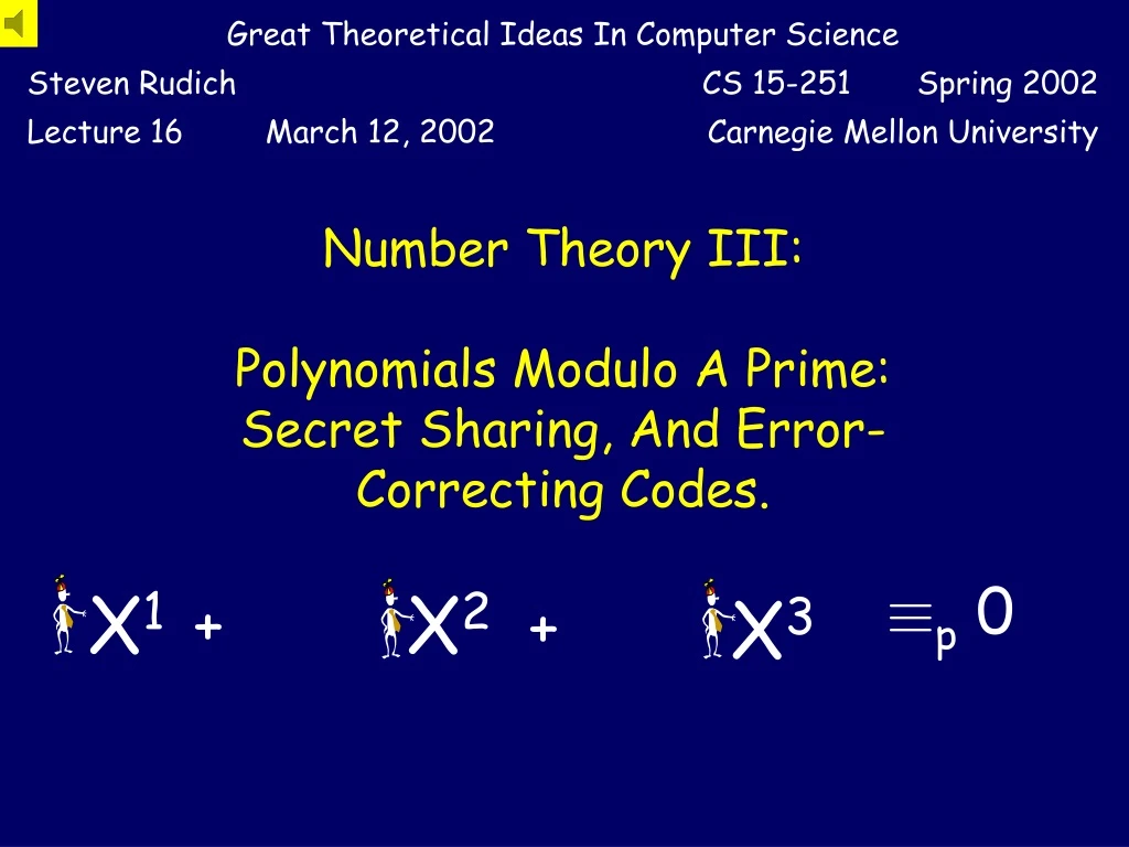 number theory iii polynomials modulo a prime secret sharing and error correcting codes