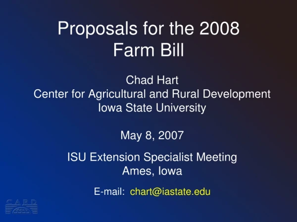 Proposals for the 2008 Farm Bill