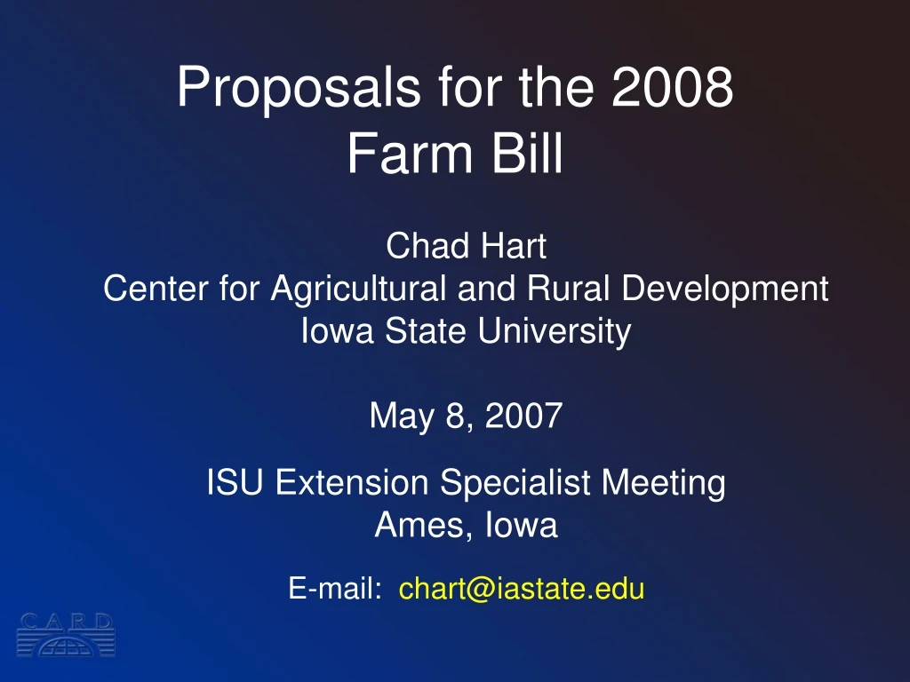 proposals for the 2008 farm bill