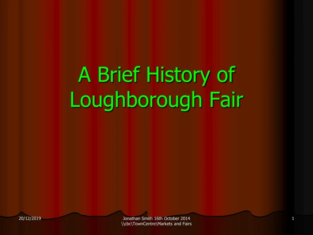 a brief history of loughborough fair