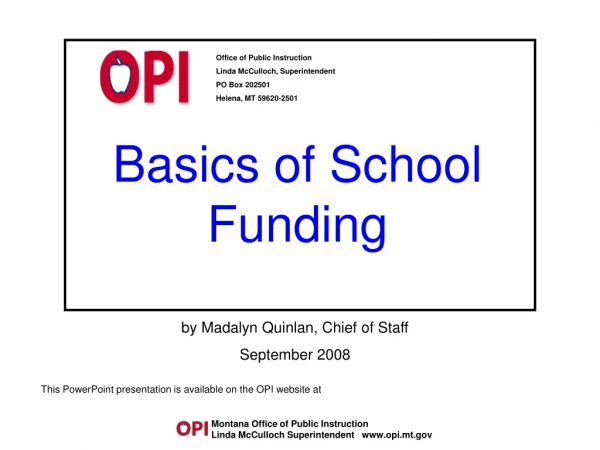 Basics of School Funding