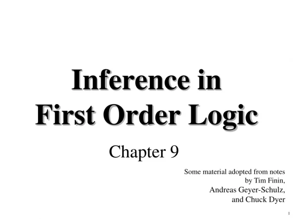 Inference in  First Order Logic