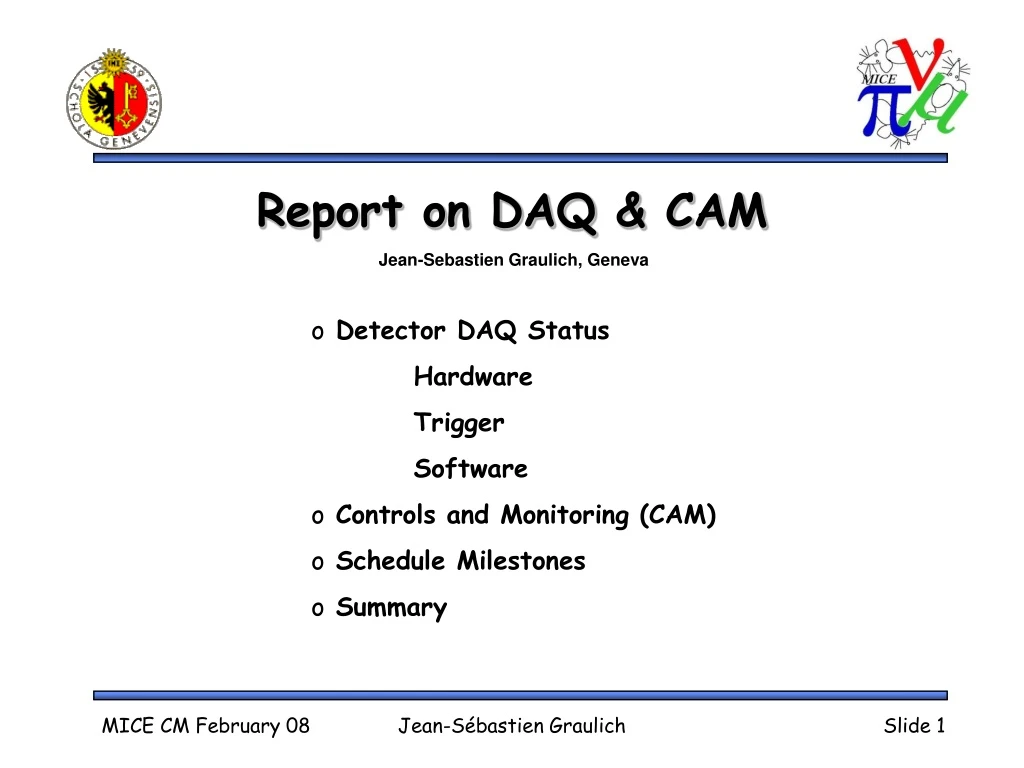 report on daq cam