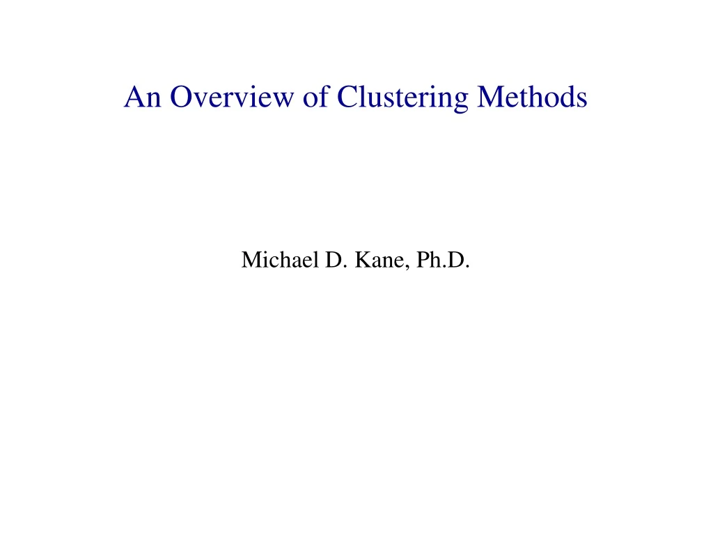 an overview of clustering methods