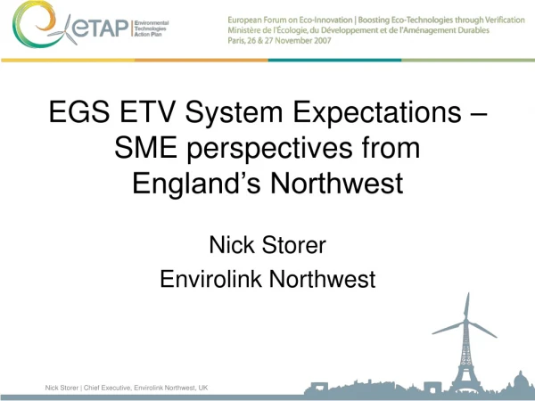 EGS ETV System Expectations – SME perspectives from England’s Northwest
