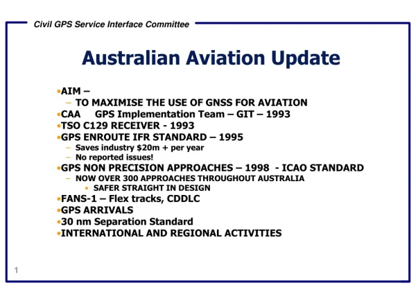 Australian Aviation Update