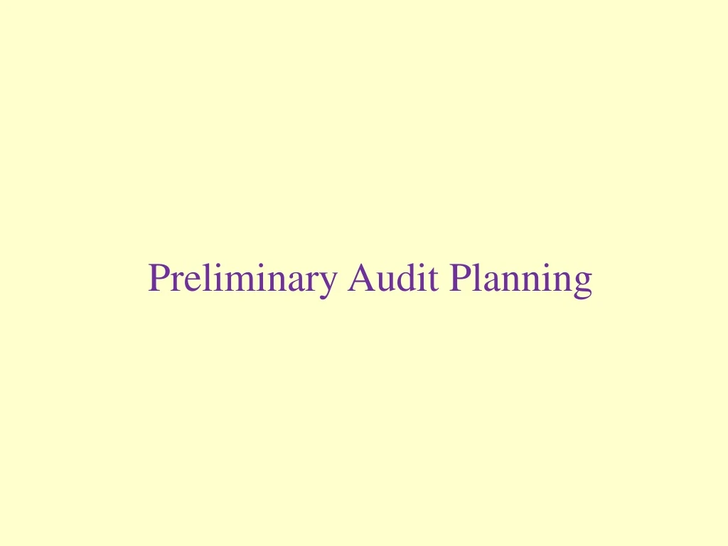 preliminary audit planning