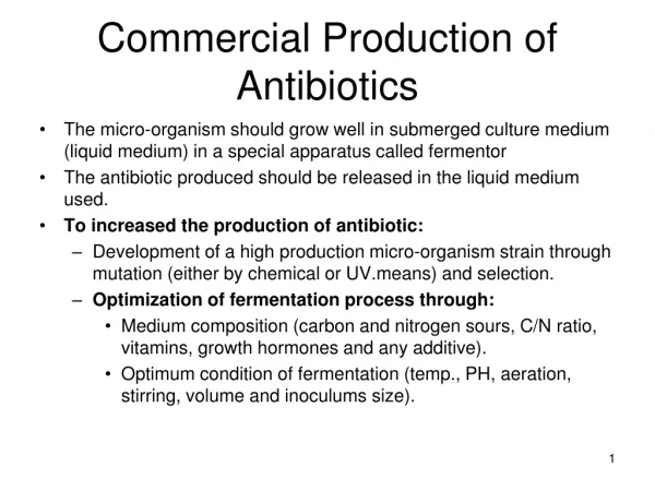 Commercial Production of Antibiotics