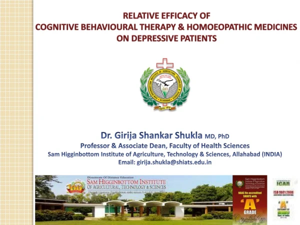 RELATIVE  EFFICACY OF  COGNITIVE  BEHAVIOURAL  THERAPY &amp; HOMOEOPATHIC  MEDICINES