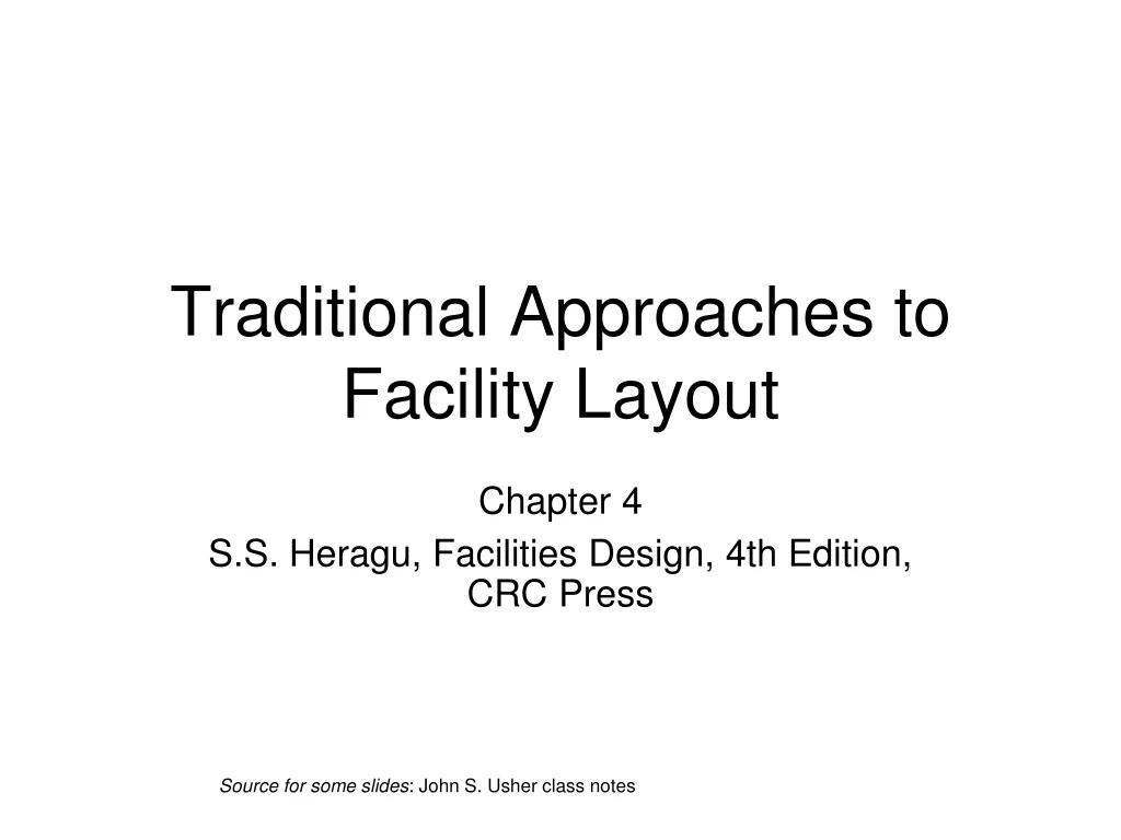 traditional approaches to facility layout