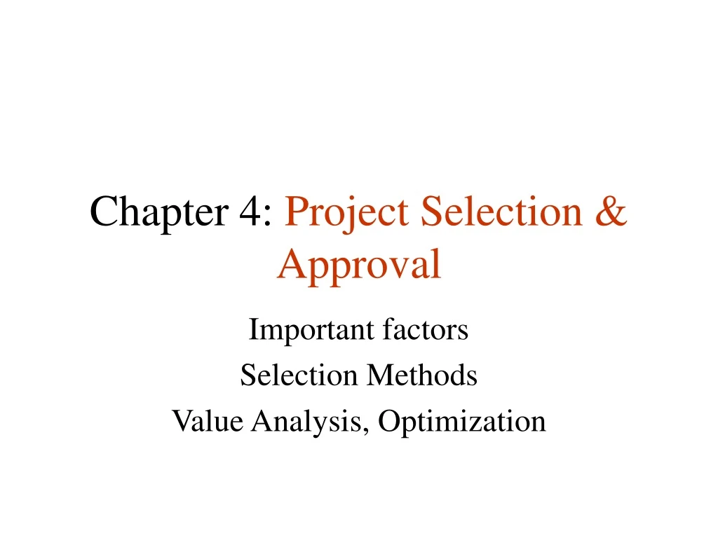 chapter 4 project selection approval