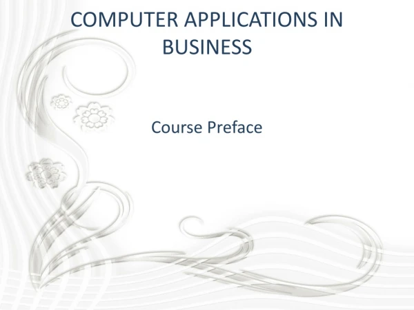 COMPUTER APPLICATIONS IN BUSINESS