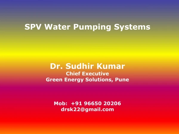 SPV Pumping: Principle