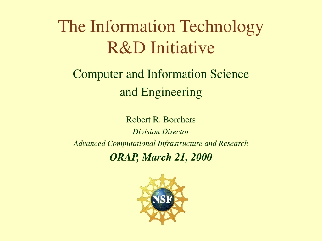 the information technology r d initiative