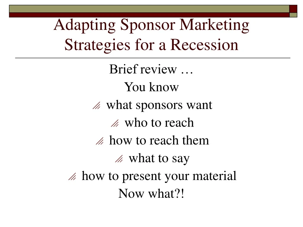 adapting sponsor marketing strategies for a recession