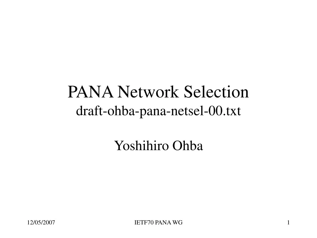 pana network selection draft ohba pana netsel 00 txt