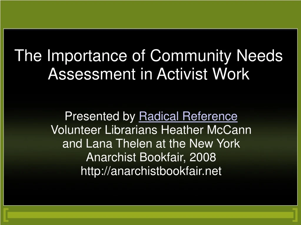 the importance of community needs assessment