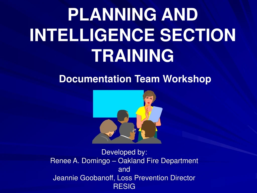 planning and intelligence section training documentation team workshop