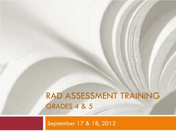 RAD Assessment Training Grades 4 &amp; 5