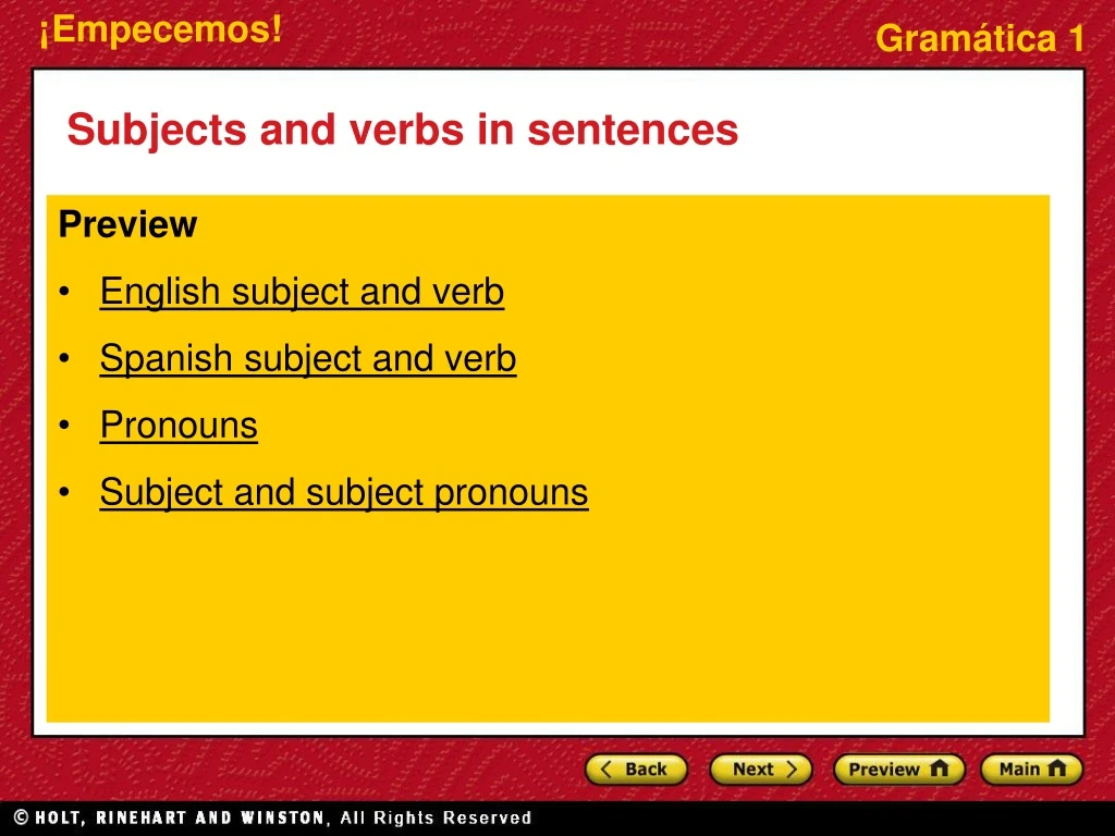 preview english subject and verb spanish subject