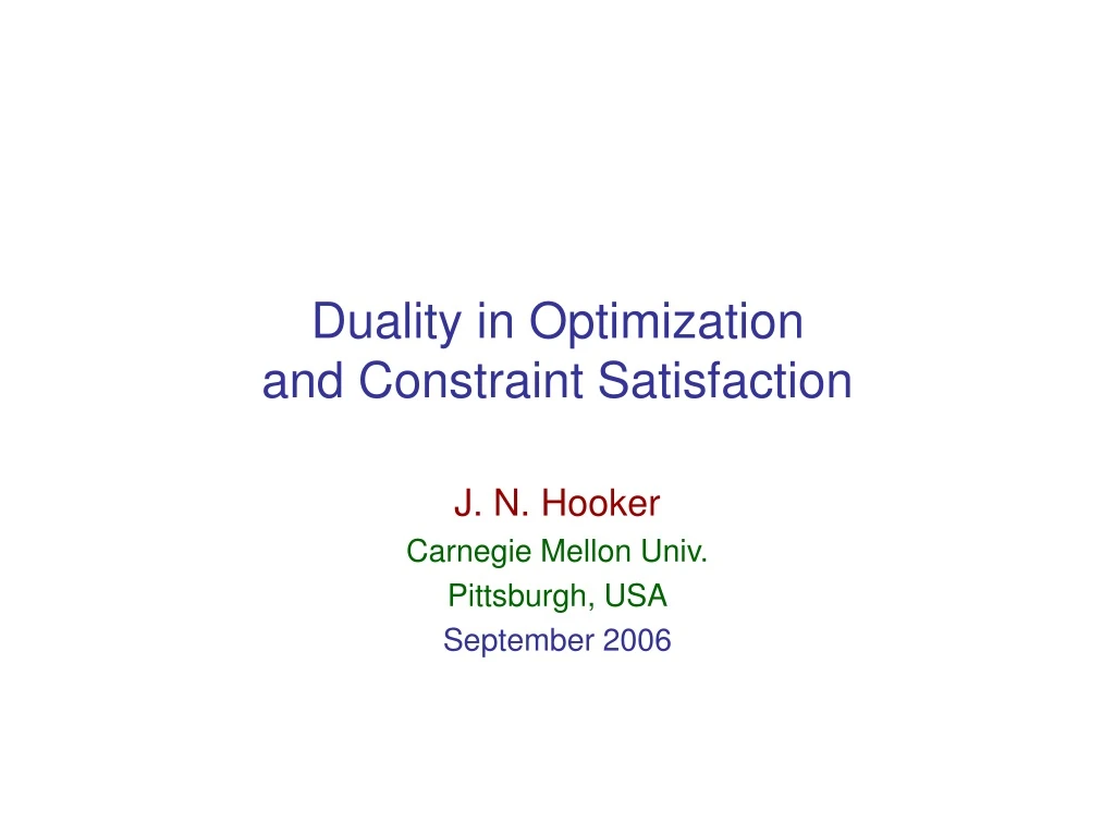 duality in optimization and constraint satisfaction