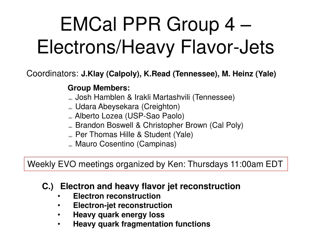 emcal ppr group 4 electrons heavy flavor jets
