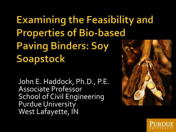 Examining the Feasibility and Properties of Bio-based Paving Binders: Soy Soapstock