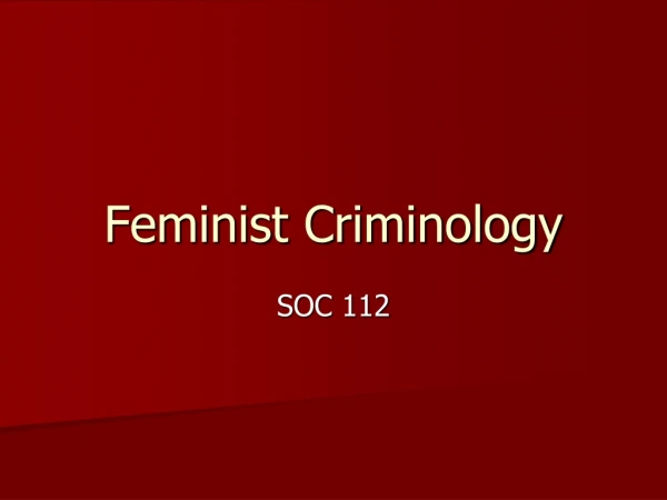 Feminist Criminology