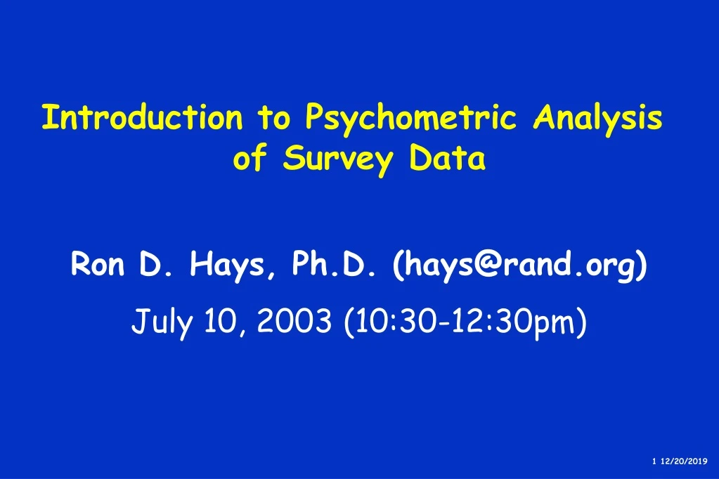 introduction to psychometric analysis of survey data