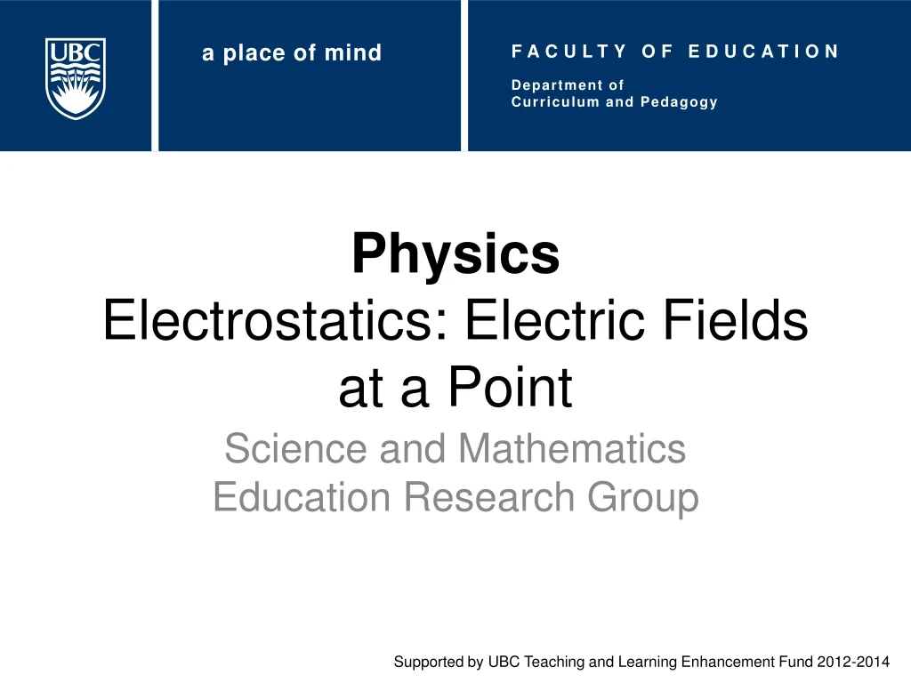 physics electrostatics electric fields at a point