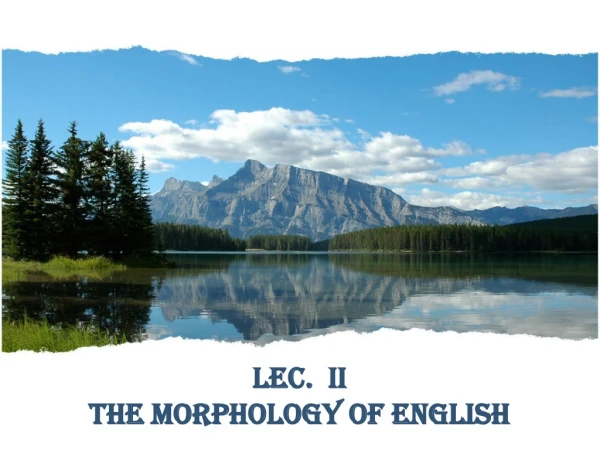 Lec.  II The Morphology of English