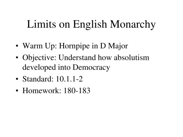 Limits on English Monarchy