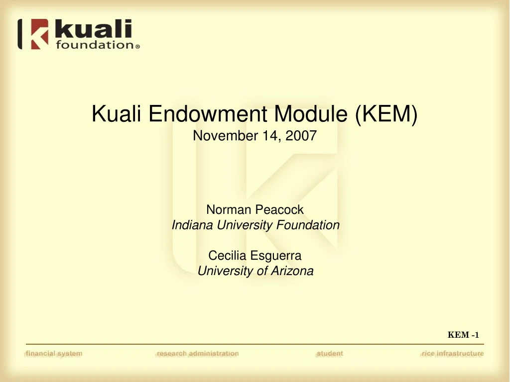 kuali endowment module kem november 14 2007