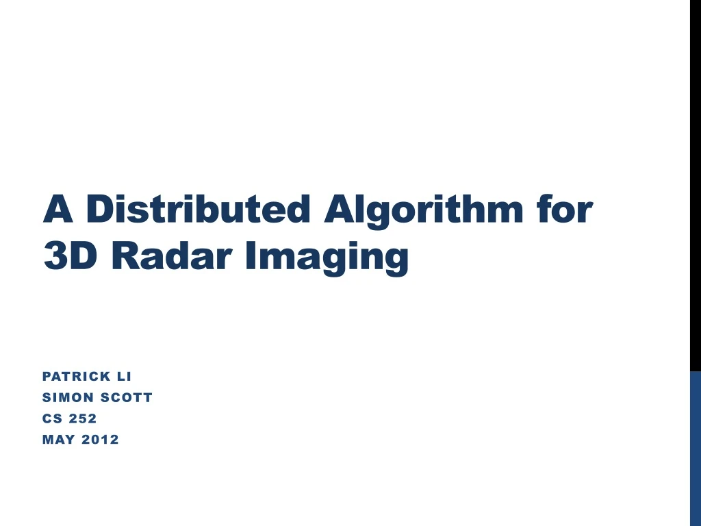 a distributed algorithm for 3d radar imaging