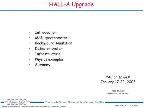 HALL-A Upgrade