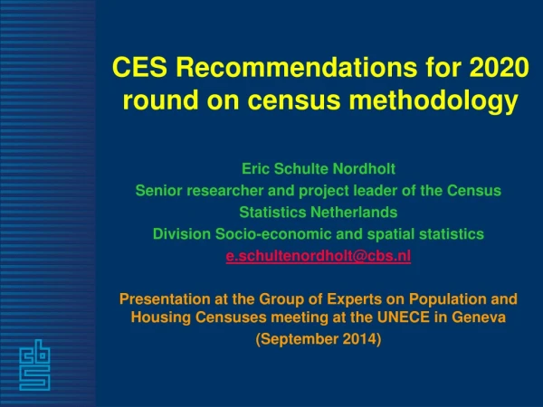 CES Recommendations for 2020 round on census methodology