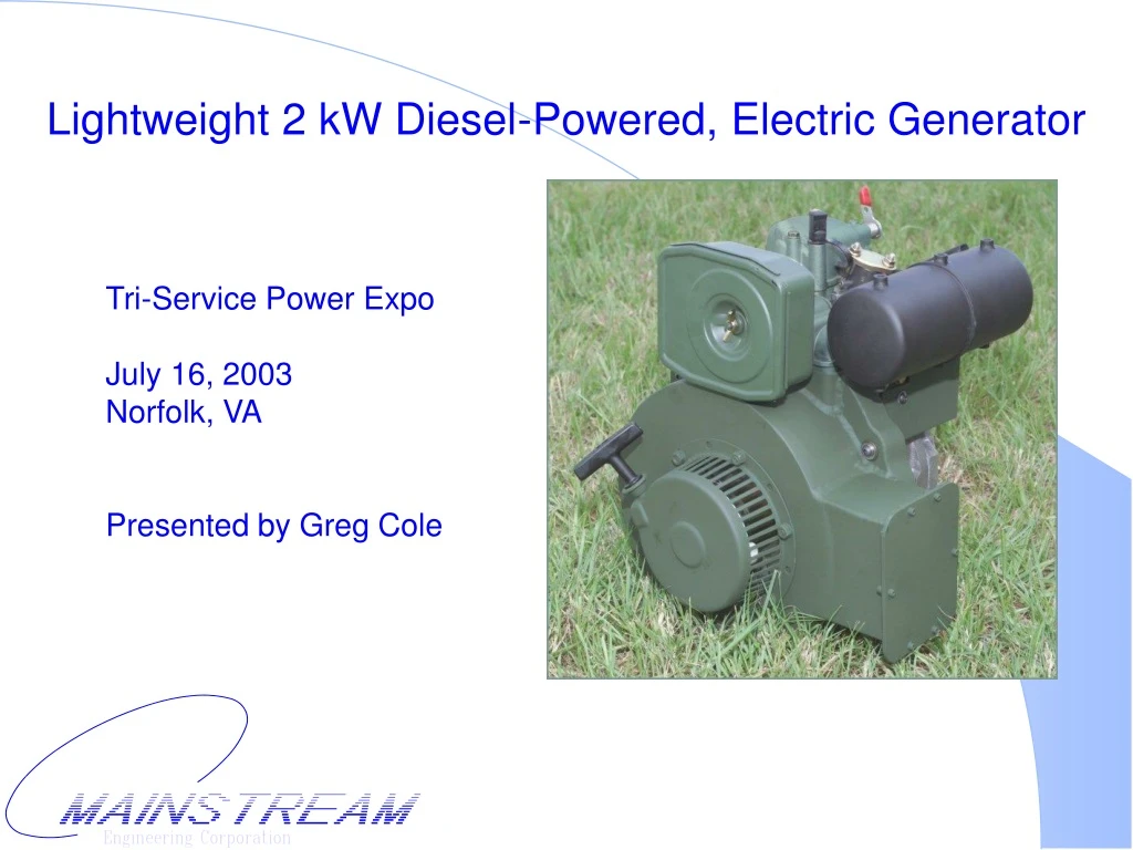 lightweight 2 kw diesel powered electric generator