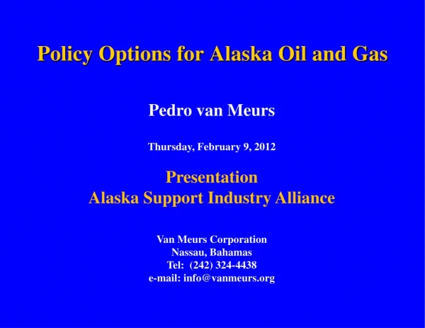 Policy Options for Alaska Oil and Gas