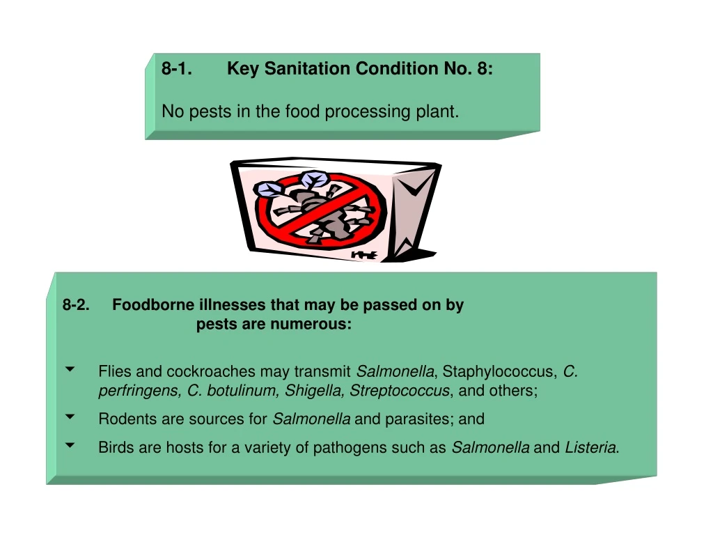 8 1 key sanitation condition no 8 no pests