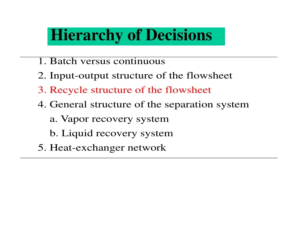 hierarchy of decisions