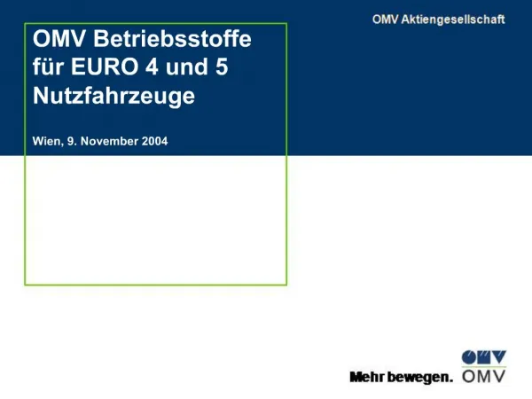OMV Betriebsstoffe f r EURO 4 und 5 Nutzfahrzeuge
