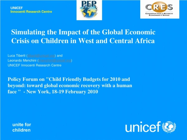 Simulating  the Impact of the Global Economic Crisis on Children in West and Central Africa