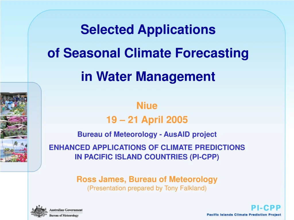 selected applications of seasonal climate