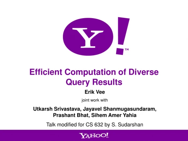 Efficient Computation of Diverse Query Results