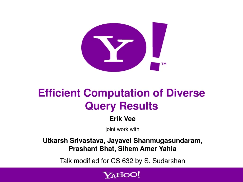 efficient computation of diverse query results